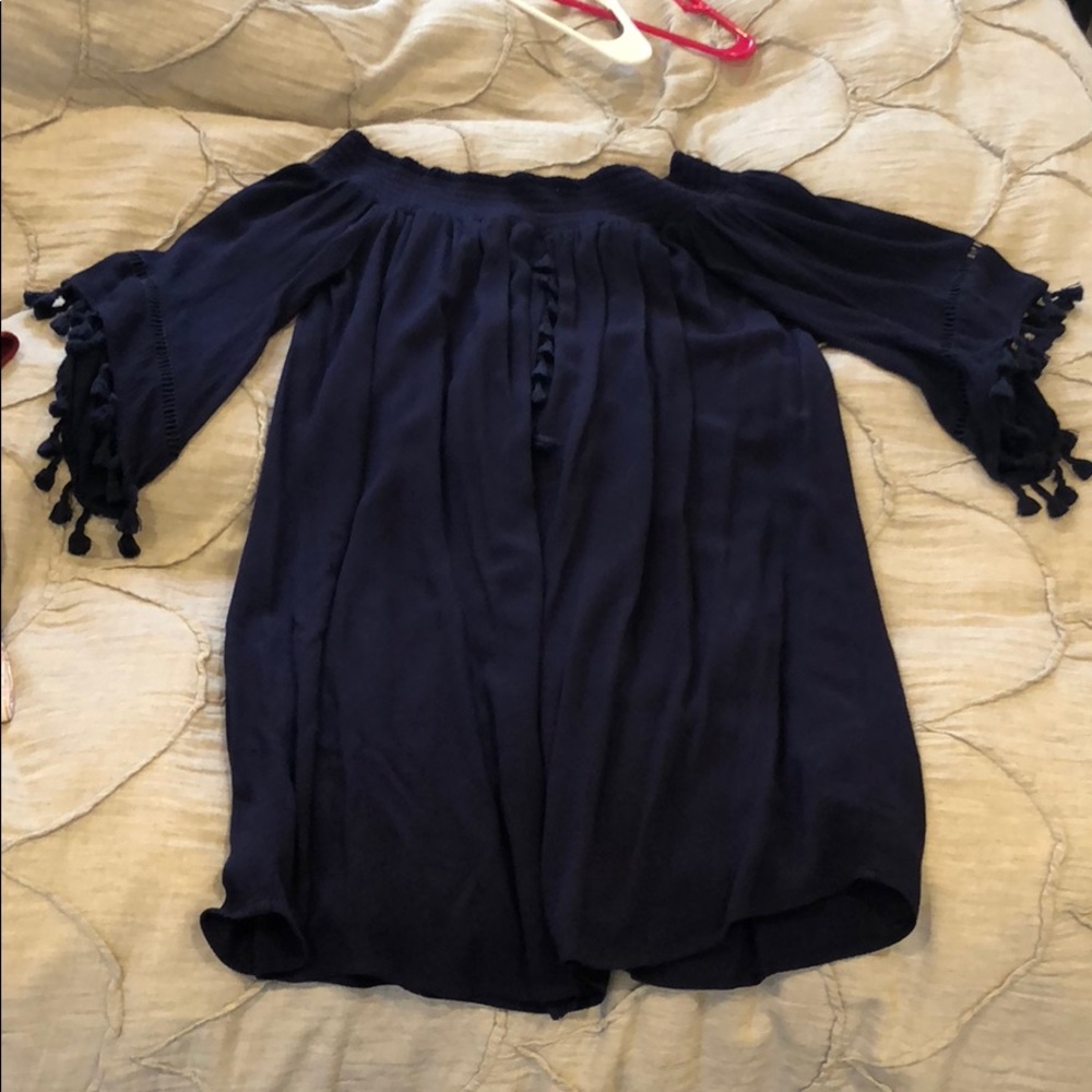 Blue off the shoulder dress